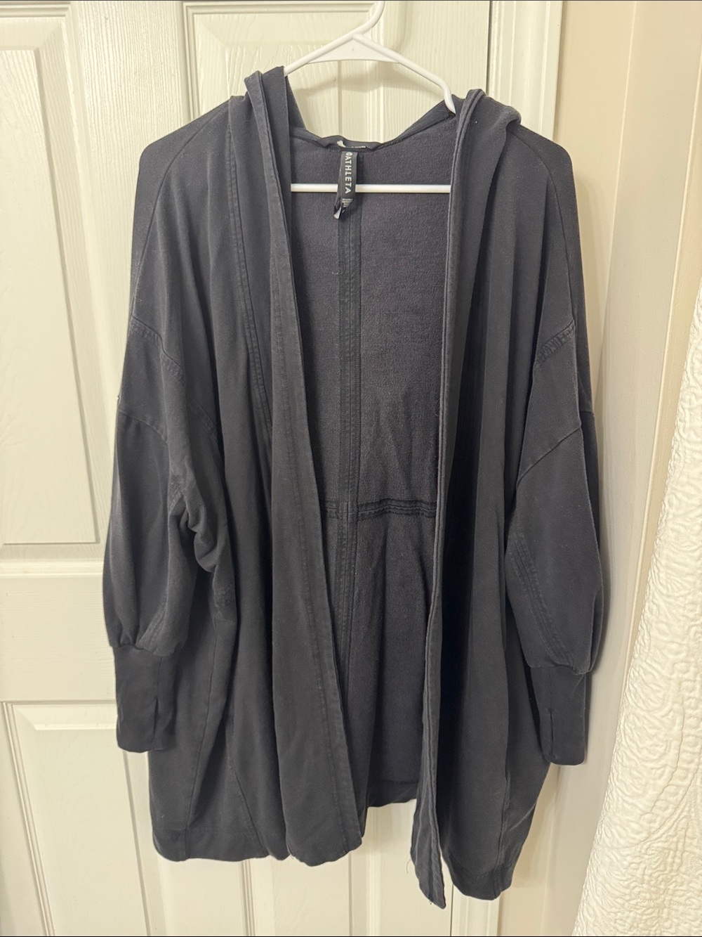 Athleta Open-Front Hooded Cardigan